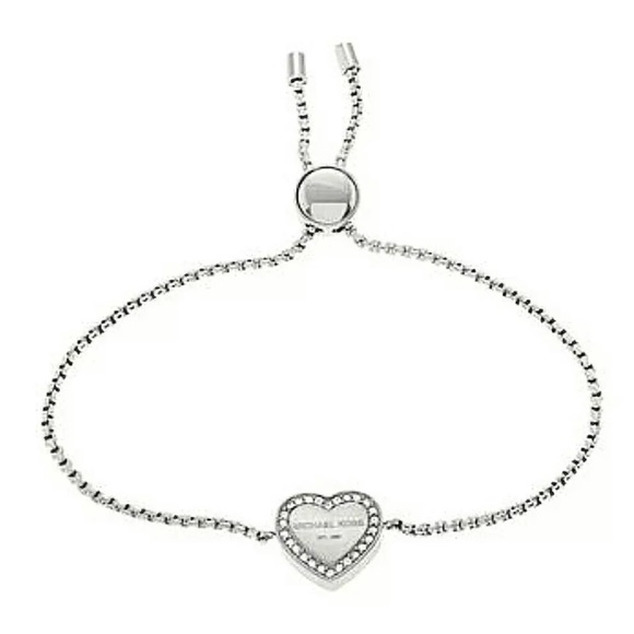 NWT MICHAEL KORS HERITAGE SILVER HEART BRACELET - Picture 3 of 8